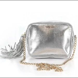 NWOT.Victoria Secret Metallic Silver Crossbody Bag